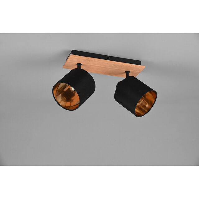 HLW LED LED Ceiling Spotlight - Ceiling Lighting - Trion Torry - E14 Fitting - 2 Lights - Rectangular - Matte Brown - Aluminum