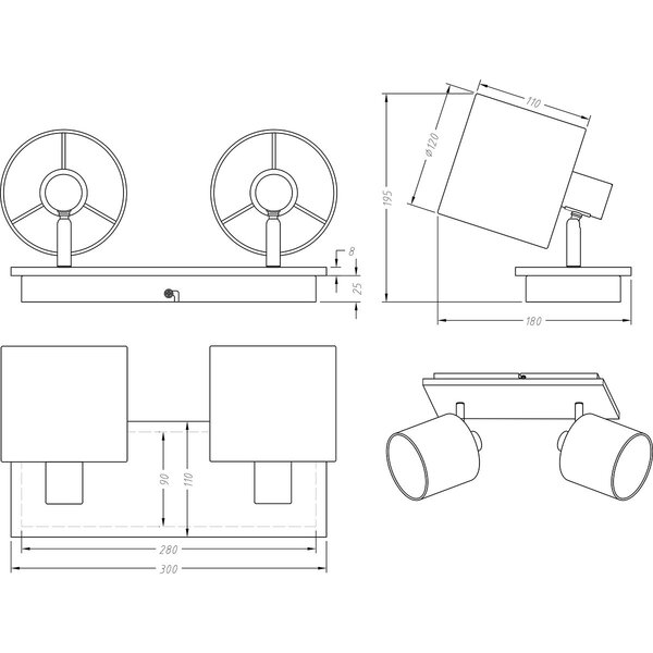 HLW LED LED Plafondspot - Plafondverlichting - Trion Torry - E14 Fitting - 2-lichts - Rechthoek - Mat Bruin - Aluminium HLW LED LED Plafondspot - Plafondverlichting - Trion Torry - E14 Fitting - 2-lichts - Rechthoek - Mat Bruin - Aluminium