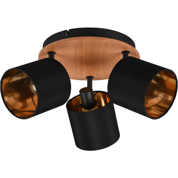 HLW LED LED Plafondspot - Plafondverlichting - Trion Torry - E14 Fitting - 3-lichts - Rond - Mat Bruin - Aluminium