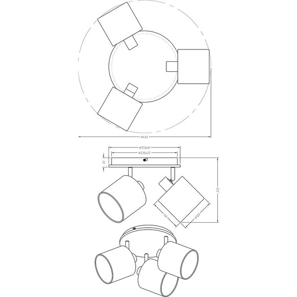 HLW LED LED Plafondspot - Plafondverlichting - Trion Torry - E14 Fitting - 3-lichts - Rond - Mat Bruin - Aluminium