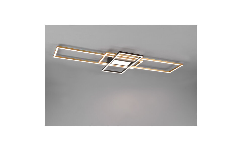 HLW LED LED Plafondlamp - Plafondverlichting - Trion Urano - 60W - Aanpasbare Kleur - Afstandsbediening - Dimbaar - Rechthoek - Mat Goud - Aluminium