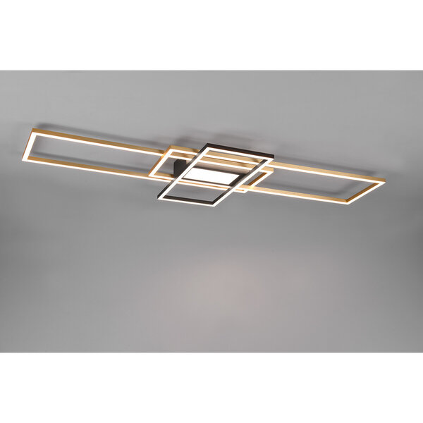 HLW LED LED Plafondlamp - Plafondverlichting - Trion Urano - 60W - Aanpasbare Kleur - Afstandsbediening - Dimbaar - Rechthoek - Mat Goud - Aluminium HLW LED LED Plafondlamp - Plafondverlichting - Trion Urano - 60W - Aanpasbare Kleur - Afstandsbediening - Dimbaar - Rechthoek - Mat Goud - Aluminium