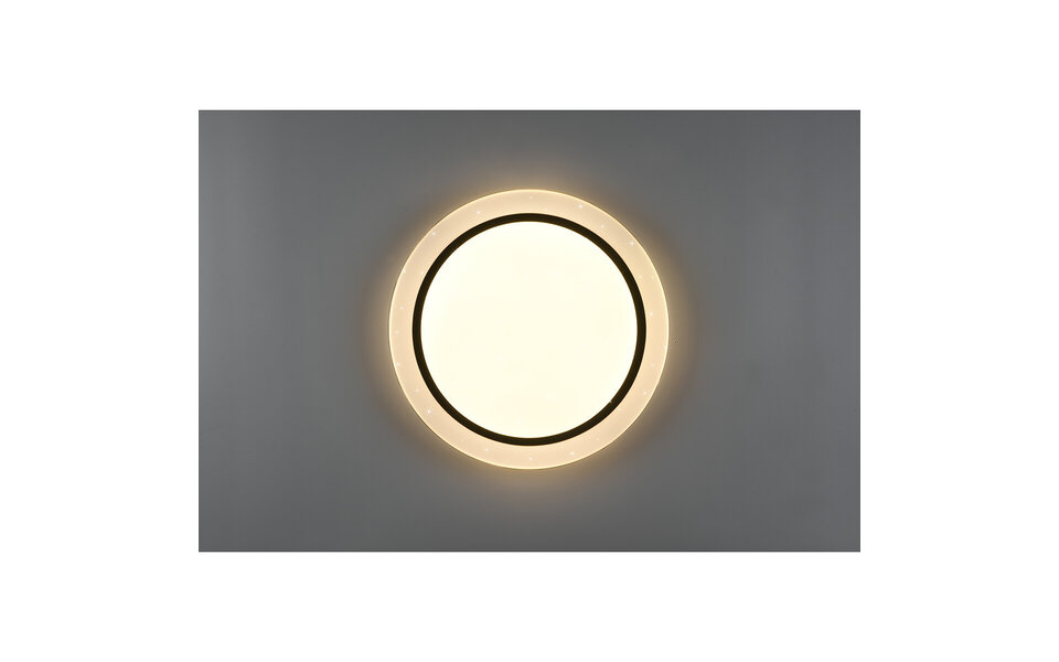 HLW LED LED Ceiling Lamp - Ceiling Lighting - Trion Atras - 21W - Adjustable Color - Remote Control - Dimmable - Star Light - Round - Matte Black - Plastic