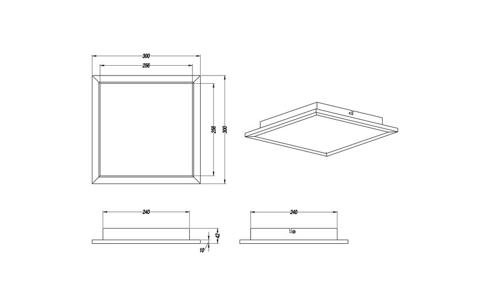 HLW LED LED Ceiling Light - Ceiling Lighting - Trion Povino - 15W - Warm White 3000K - Dimmable - Square - Matte Black - Aluminum