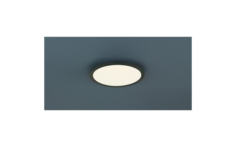HLW LED LED Ceiling Light - Ceiling Lighting - Trion Povino - 15W - Warm White 3000K - Dimmable - Round - Matte Black - Aluminum