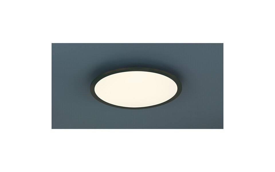 HLW LED LED Plafondlamp - Plafondverlichting - Trion Povino - 26W - Warm Wit 3000K - Dimbaar - Rond - Mat Zwart - Aluminium
