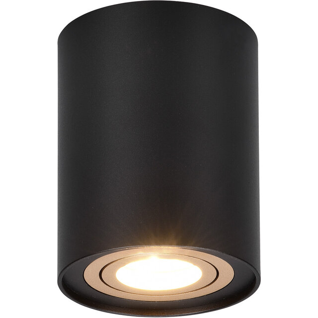 Ronde matzwarte LED plafondspot met GU10 fitting en maximaal 35W vermogen Ronde matzwarte LED plafondspot met GU10 fitting en maximaal 35W vermogen