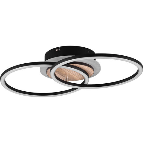 LED Plafondlamp - Plafondverlichting - Trion Goron - 25W - Aanpasbare Kleur - Afstandsbediening - Dimbaar - Rond - Mat Zwart - Hout LED Plafondlamp - Plafondverlichting - Trion Goron - 25W - Aanpasbare Kleur - Afstandsbediening - Dimbaar - Rond - Mat Zwart - Hout