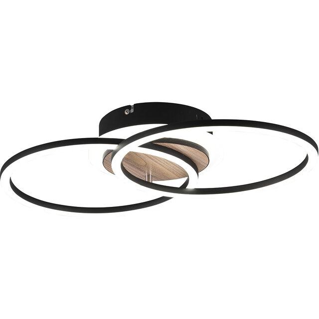HLW LED LED Ceiling Lamp - Ceiling Lighting - Trion Goron - 25W - Adjustable Color - Remote Control - Dimmable - Round - Matte Black - Wood HLW LED LED Ceiling Lamp - Ceiling Lighting - Trion Goron - 25W - Adjustable Color - Remote Control - Dimmable - Round - Matte Black - Wood