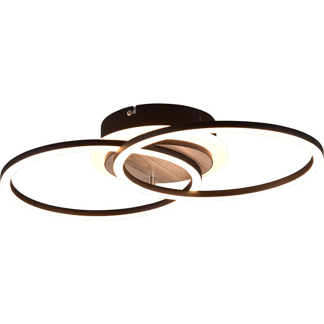 HLW LED LED Ceiling Lamp - Ceiling Lighting - Trion Goron - 25W - Adjustable Color - Remote Control - Dimmable - Round - Matte Black - Wood HLW LED LED Ceiling Lamp - Ceiling Lighting - Trion Goron - 25W - Adjustable Color - Remote Control - Dimmable - Round - Matte Black - Wood