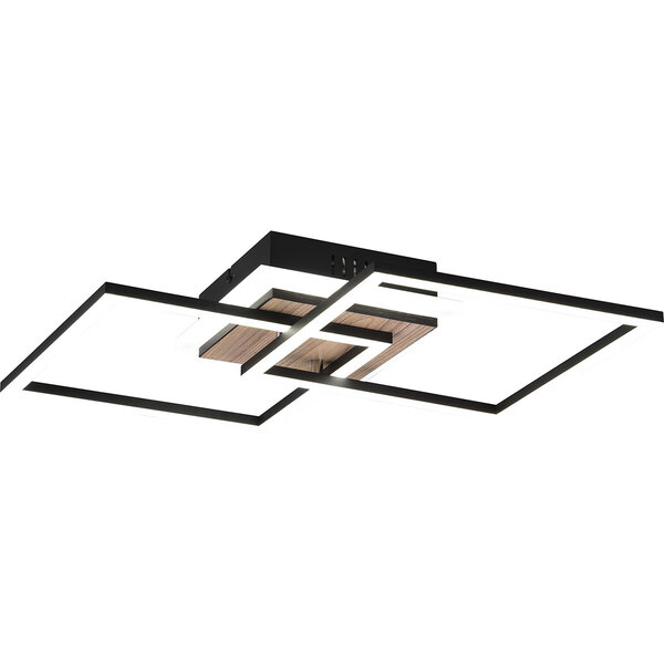 HLW LED LED Plafondlamp - Plafondverlichting - Trion Goron - 25W - Aanpasbare Kleur - Afstandsbediening - Dimbaar - Vierkant - Mat Zwart - Hout HLW LED LED Plafondlamp - Plafondverlichting - Trion Goron - 25W - Aanpasbare Kleur - Afstandsbediening - Dimbaar - Vierkant - Mat Zwart - Hout