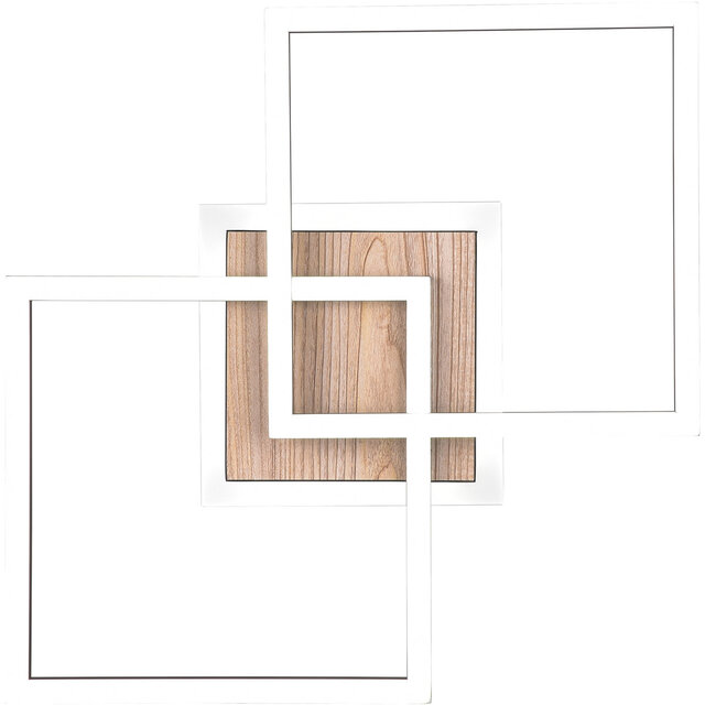 HLW LED LED Plafondlamp - Plafondverlichting - Trion Goron - 25W - Aanpasbare Kleur - Afstandsbediening - Dimbaar - Vierkant - Mat Zwart - Hout