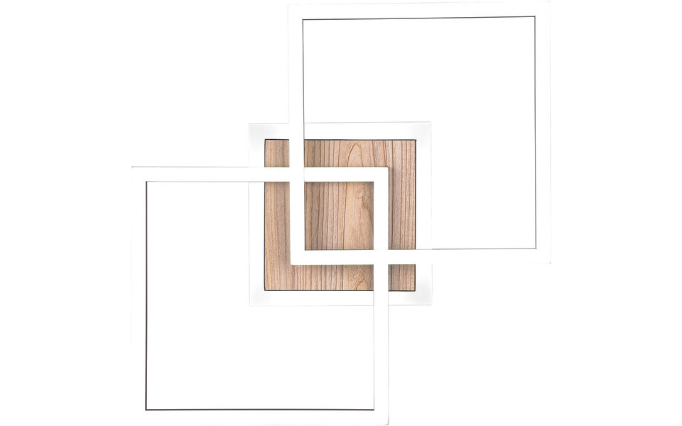 HLW LED LED Plafondlamp - Plafondverlichting - Trion Goron - 25W - Aanpasbare Kleur - Afstandsbediening - Dimbaar - Vierkant - Mat Zwart - Hout