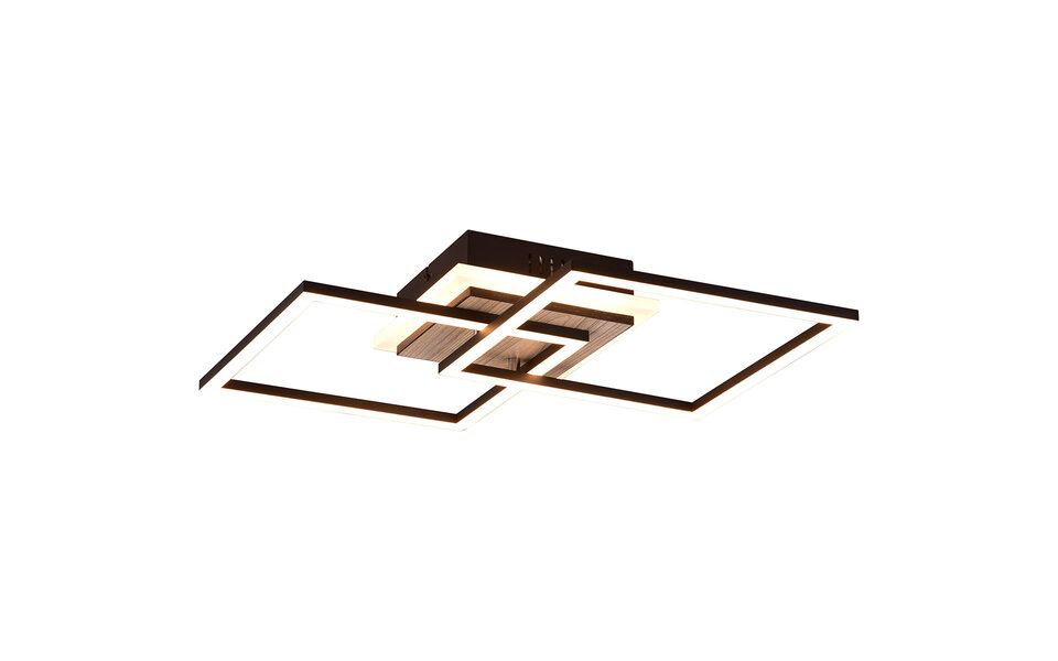 HLW LED LED Ceiling Lamp - Ceiling Lighting - Trion Goron - 25W - Adjustable Color - Remote Control - Dimmable - Square - Matte Black - Wood HLW LED LED Ceiling Lamp - Ceiling Lighting - Trion Goron - 25W - Adjustable Color - Remote Control - Dimmable - Square - Matte Black - Wood