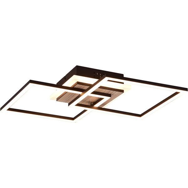 HLW LED LED Plafondlamp - Plafondverlichting - Trion Goron - 25W - Aanpasbare Kleur - Afstandsbediening - Dimbaar - Vierkant - Mat Zwart - Hout HLW LED LED Plafondlamp - Plafondverlichting - Trion Goron - 25W - Aanpasbare Kleur - Afstandsbediening - Dimbaar - Vierkant - Mat Zwart - Hout