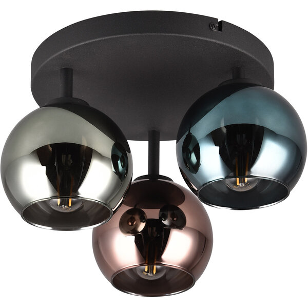 HLW LED LED Plafondspot - Plafondverlichting - Trion Seldy - E14 Fitting - 3-lichts - Rond - Zwart met Multicolor Glas HLW LED LED Plafondspot - Plafondverlichting - Trion Seldy - E14 Fitting - 3-lichts - Rond - Zwart met Multicolor Glas