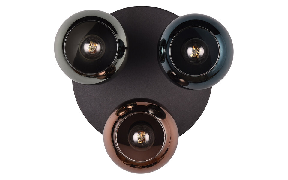 HLW LED LED Ceiling Spotlight - Ceiling Lighting - Trion Seldy - E14 Fitting - 3 Lights - Round - Black with Multicolor Glass HLW LED LED Ceiling Spotlight - Ceiling Lighting - Trion Seldy - E14 Fitting - 3 Lights - Round - Black with Multicolor Glass