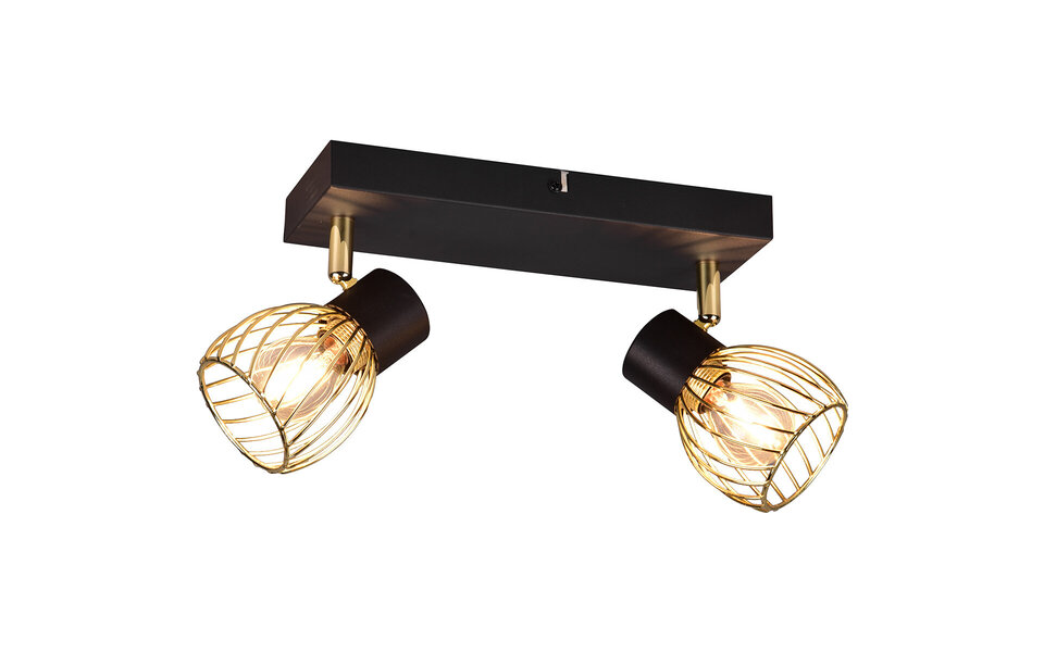 HLW LED LED Ceiling Spotlight - Ceiling Lighting - Trion Ordan - E14 Fitting - 2 Lights - Black/Gold