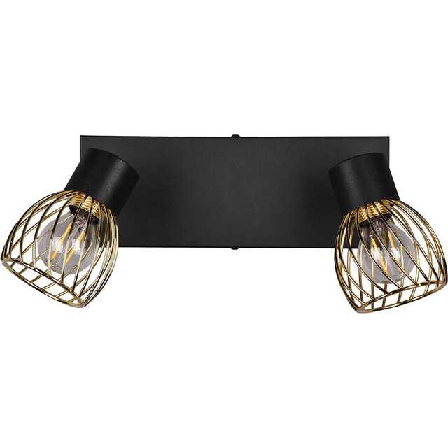 HLW LED LED Ceiling Spotlight - Ceiling Lighting - Trion Ordan - E14 Fitting - 2 Lights - Black/Gold