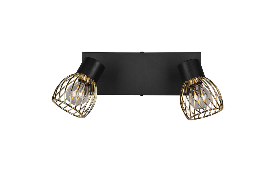 HLW LED LED Ceiling Spotlight - Ceiling Lighting - Trion Ordan - E14 Fitting - 2 Lights - Black/Gold