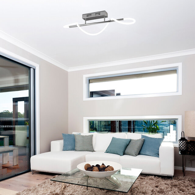 Ronde dimbare LED plafondlamp met chroom afwerking, 28W vermogen en 3500 lumen lichtopbrengst bij 4000K