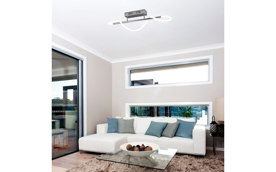 HLW LED LED Ceiling Lamp - Ceiling Lighting - Trion Argino - 28W - Natural White 4000K - Dimmable - Round - Chrome - Metal