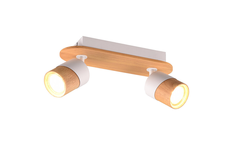 HLW LED LED Ceiling spotlight - Trion Arnia - GU10 Fitting - 2-light - Round - Wood/White - Natural wood HLW LED LED Ceiling spotlight - Trion Arnia - GU10 Fitting - 2-light - Round - Wood/White - Natural wood