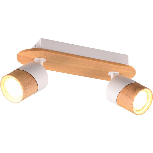 HLW LED LED Plafondspot - Trion Arnia - GU10 Fitting - 2-lichts - Rond - Hout/Wit - Natuurhout HLW LED LED Plafondspot - Trion Arnia - GU10 Fitting - 2-lichts - Rond - Hout/Wit - Natuurhout