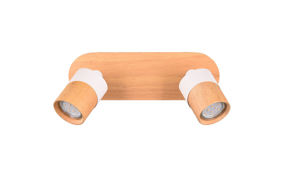 HLW LED LED Ceiling spotlight - Trion Arnia - GU10 Fitting - 2-light - Round - Wood/White - Natural wood HLW LED LED Ceiling spotlight - Trion Arnia - GU10 Fitting - 2-light - Round - Wood/White - Natural wood