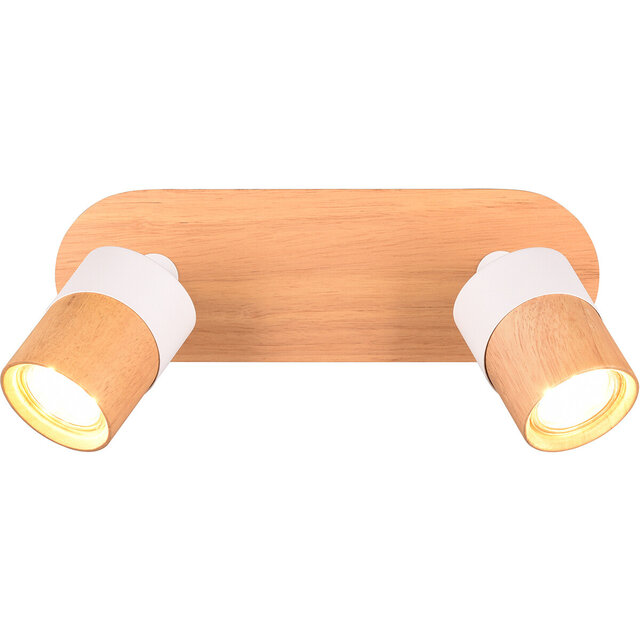 HLW LED LED Ceiling spotlight - Trion Arnia - GU10 Fitting - 2-light - Round - Wood/White - Natural wood HLW LED LED Ceiling spotlight - Trion Arnia - GU10 Fitting - 2-light - Round - Wood/White - Natural wood