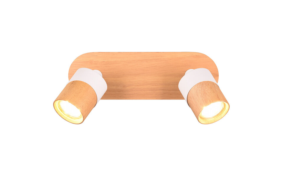 HLW LED LED Ceiling spotlight - Trion Arnia - GU10 Fitting - 2-light - Round - Wood/White - Natural wood HLW LED LED Ceiling spotlight - Trion Arnia - GU10 Fitting - 2-light - Round - Wood/White - Natural wood