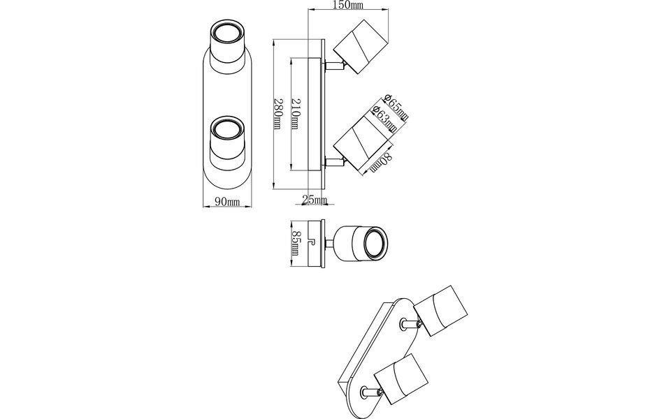 HLW LED LED Plafondspot - Trion Arnia - GU10 Fitting - 2-lichts - Rond - Hout/Wit - Natuurhout