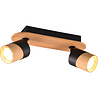 HLW LED LED Ceiling Spotlight - Trion Arnia - GU10 Fitting - 2-light - Round - Wood/Black - Natural Wood
