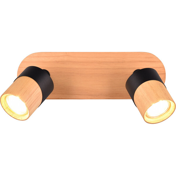 HLW LED LED Plafondspot - Trion Arnia - GU10 Fitting - 2-lichts - Rond - Hout/Zwart - Natuurhout HLW LED LED Plafondspot - Trion Arnia - GU10 Fitting - 2-lichts - Rond - Hout/Zwart - Natuurhout