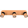 Driedelige LED plafondspot met GU10 fitting in natuurhout en zwarte accenten tot 10W verlichting Driedelige LED plafondspot met GU10 fitting in natuurhout en zwarte accenten tot 10W verlichting