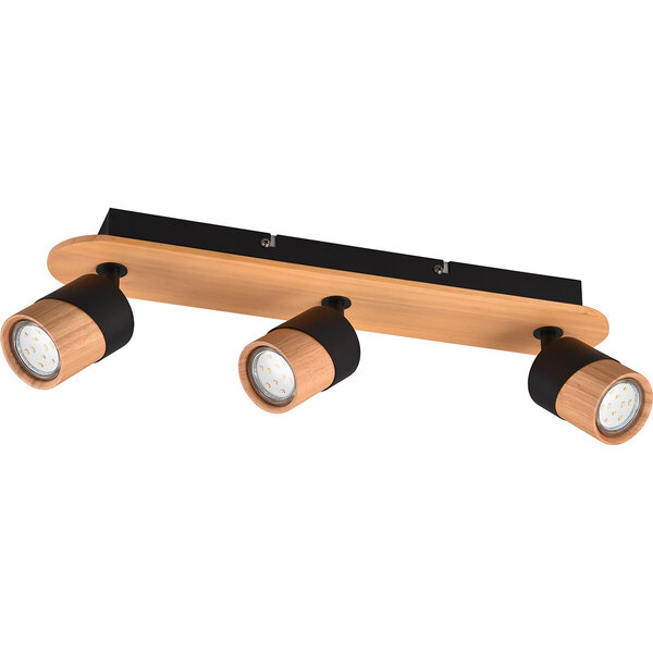 HLW LED LED Plafondspot - Trion Arnia - GU10 Fitting - 3-lichts - Rond - Hout/Zwart - Natuurhout HLW LED LED Plafondspot - Trion Arnia - GU10 Fitting - 3-lichts - Rond - Hout/Zwart - Natuurhout