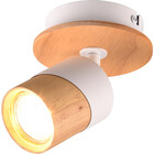 HLW LED LED Plafondspot - Trion Arnia - GU10 Fitting - 1-lichts - Rond - Hout/Wit - Natuurhout