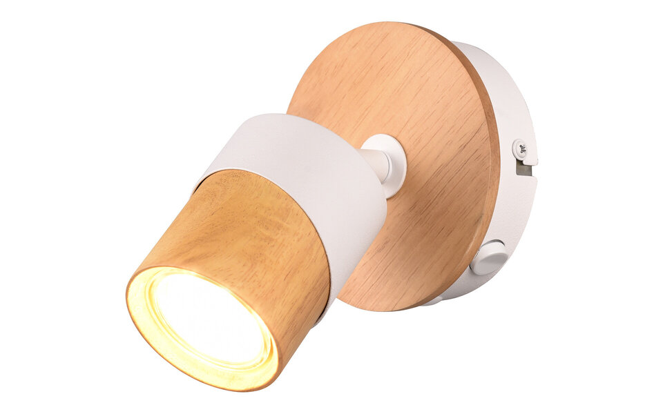 HLW LED LED Plafondspot - Trion Arnia - GU10 Fitting - 1-lichts - Rond - Hout/Wit - Natuurhout