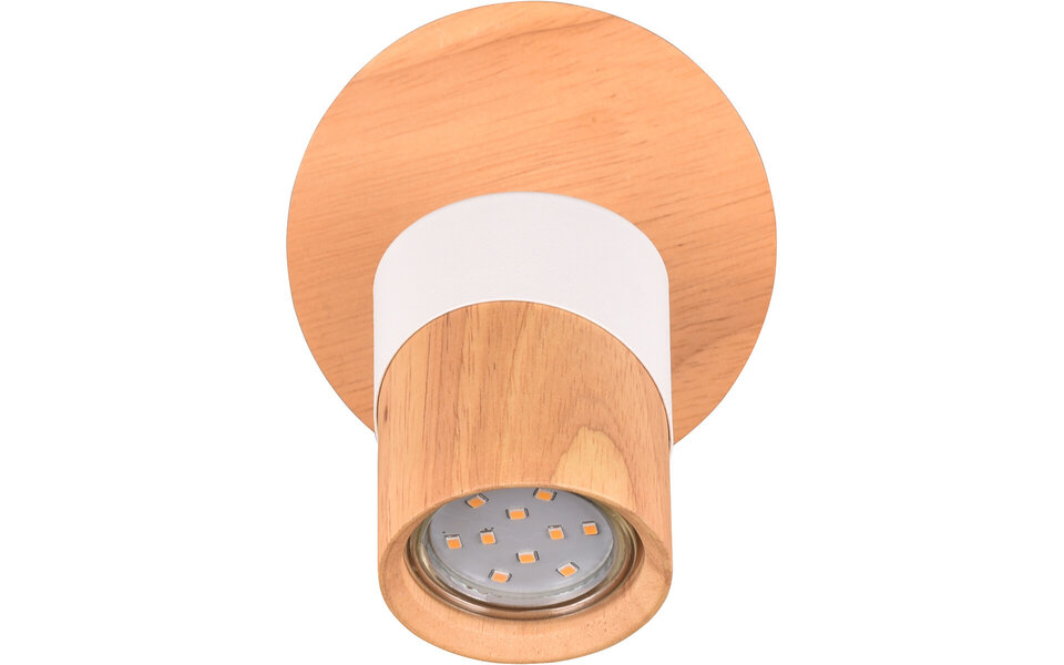 HLW LED LED Plafondspot - Trion Arnia - GU10 Fitting - 1-lichts - Rond - Hout/Wit - Natuurhout
