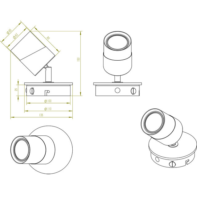 HLW LED LED Plafondspot - Trion Arnia - GU10 Fitting - 1-lichts - Rond - Hout/Wit - Natuurhout