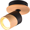 HLW LED LED Ceiling Spotlight - Trion Arnia - GU10 Fitting - 1-light - Round - Wood/Black - Natural Wood