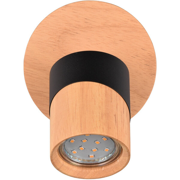 HLW LED LED Plafondspot - Trion Arnia - GU10 Fitting - 1-lichts - Rond - Hout/Zwart - Natuurhout HLW LED LED Plafondspot - Trion Arnia - GU10 Fitting - 1-lichts - Rond - Hout/Zwart - Natuurhout