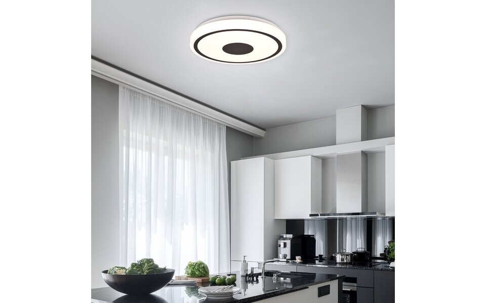 HLW LED LED Ceiling Lamp - Ceiling Lighting - Trion Duna - 16W - Warm White 3000K - Round - Matte Black - Plastic HLW LED LED Ceiling Lamp - Ceiling Lighting - Trion Duna - 16W - Warm White 3000K - Round - Matte Black - Plastic