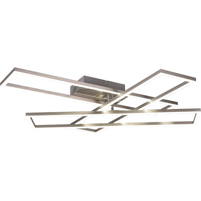 HLW LED LED Plafondlamp - Plafondverlichting - Trion Rosso - 36W - Aanpasbare Kleur - Afstandsbediening - Dimbaar - Vierkant - Mat Nikkel - Metaal