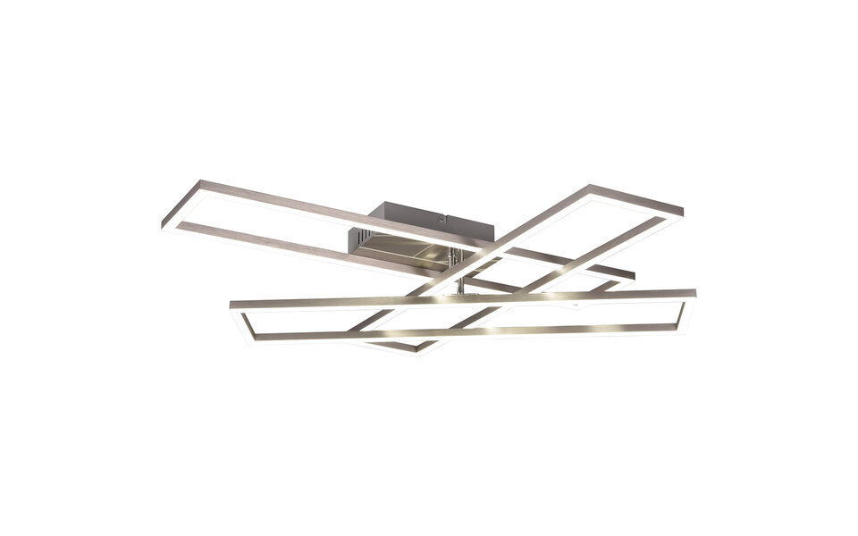 HLW LED LED Plafondlamp - Plafondverlichting - Trion Rosso - 36W - Aanpasbare Kleur - Afstandsbediening - Dimbaar - Vierkant - Mat Nikkel - Metaal