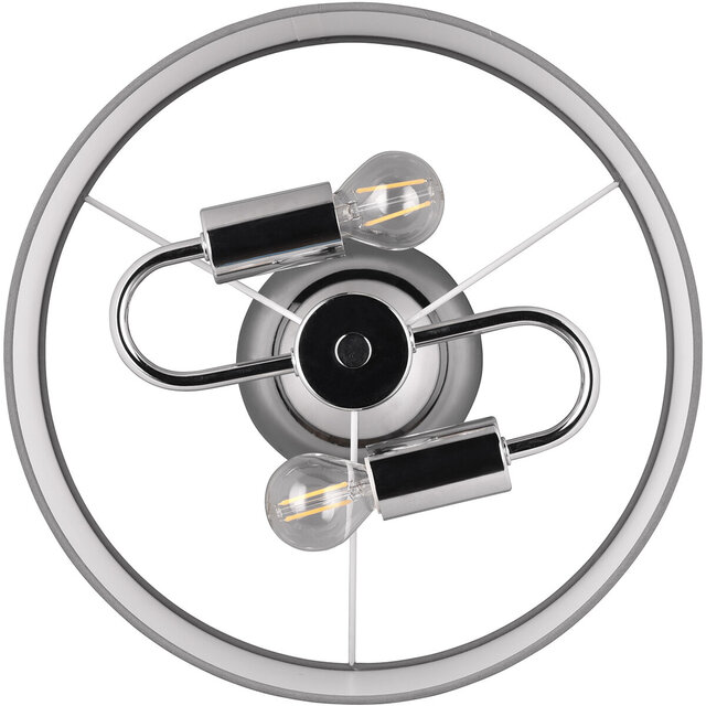 Twee-lichts LED plafondlamp met chroom afwerking en E14 fitting, diameter 300mm, maximaal 28W