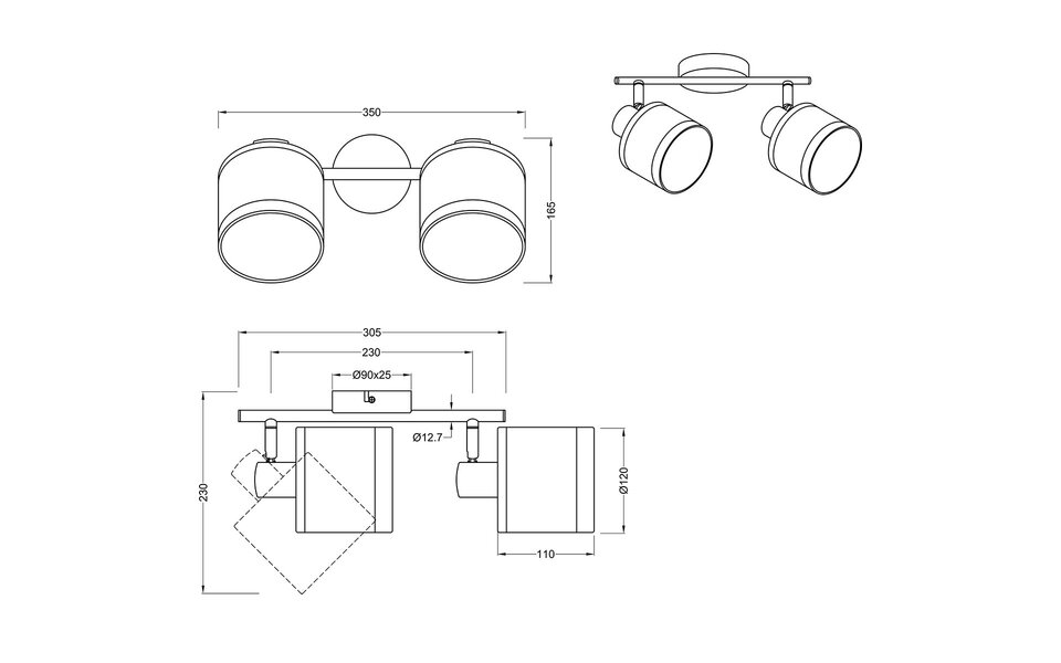 HLW LED LED Plafondlamp - Plafondverlichting - Trion Vamos - E14 Fitting - 2-lichts - Rond - Chroom - Metaal - Max 10W