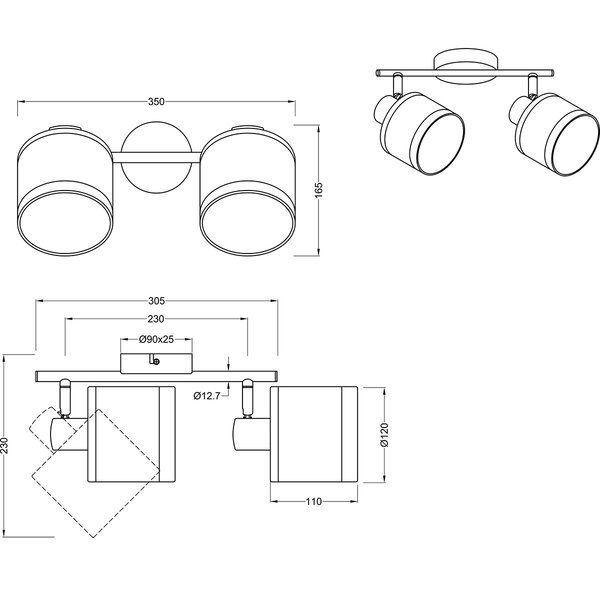 HLW LED LED Plafondlamp - Plafondverlichting - Trion Vamos - E14 Fitting - 2-lichts - Rond - Chroom - Metaal - Max 10W HLW LED LED Plafondlamp - Plafondverlichting - Trion Vamos - E14 Fitting - 2-lichts - Rond - Chroom - Metaal - Max 10W