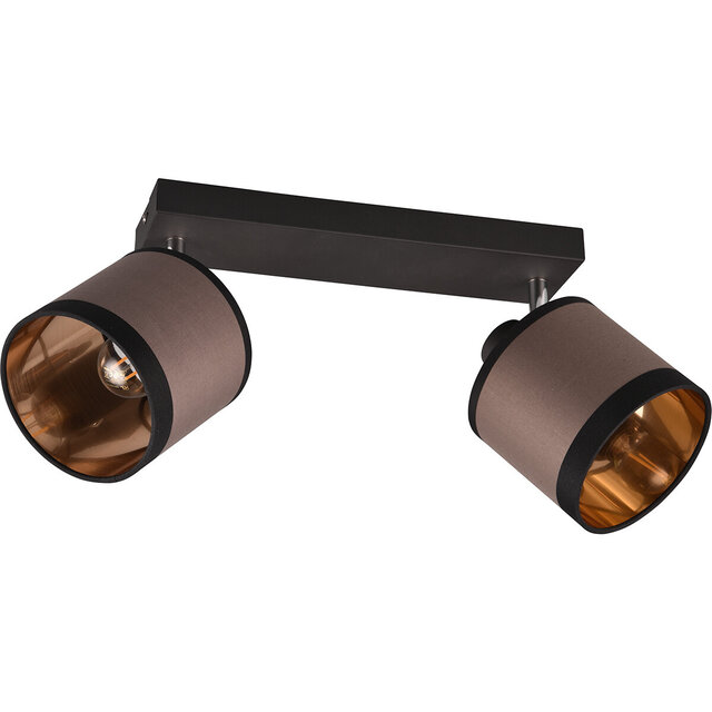 Mat zwarte 2-lichts LED plafondlamp met E14 fitting en maximaal 10W vermogen Mat zwarte 2-lichts LED plafondlamp met E14 fitting en maximaal 10W vermogen