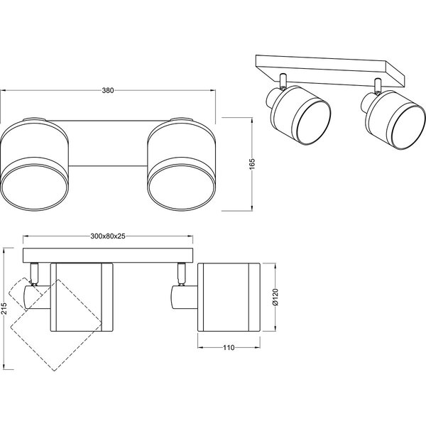 HLW LED LED Plafondlamp - Plafondverlichting - Trion Vamos - E14 Fitting - 2-lichts - Rond - Mat Zwart- Metaal - Max 10W HLW LED LED Plafondlamp - Plafondverlichting - Trion Vamos - E14 Fitting - 2-lichts - Rond - Mat Zwart- Metaal - Max 10W